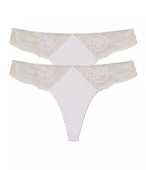 Синие трусики-стринги Skarlett Minx с кружевом (2 шт.) Skarlett Blue, белый