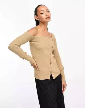 Синий асимметричный джемпер с пуговицами ASOS