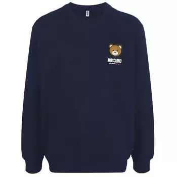 Синий хлопковый свитер Moschino