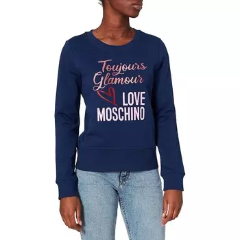 Синий хлопковый женский свитер LOVE MOSCHINO