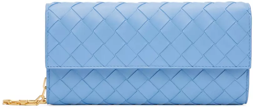 Синий кошелек-цепочка Bottega Veneta