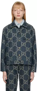 Синяя джинсовая куртка с узором GG Gucci