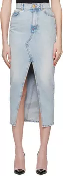 Синяя джинсовая юбка-миди Balmain