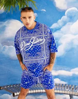 Синяя футболка оверсайз с принтом пейсли ASOS Dark Future ASOS