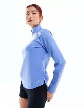 Синяя футболка с полумолнией Nike One Therma-Fit