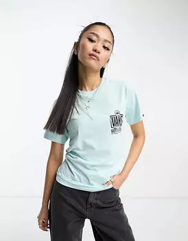 Синяя футболка с принтом "Прими друга" на спине Vans