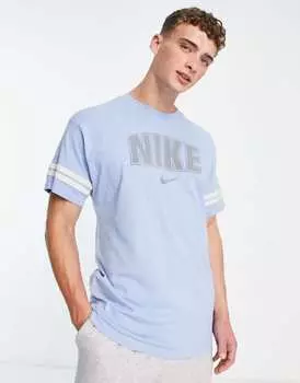 Синяя футболка с ретро-принтом на груди Nike