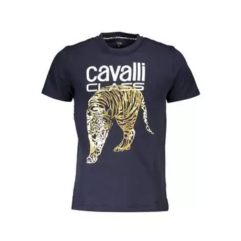 Синяя хлопковая футболка cavalli CLASS