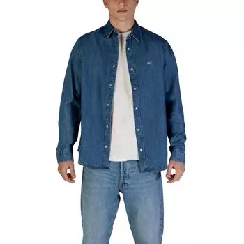 Синяя хлопковая рубашка Rigenerato Tommy Jeans