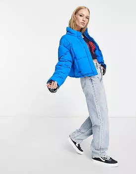 Синяя куртка-пуховик Bershka