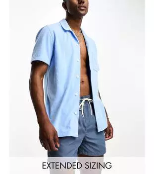 Синяя махровая пляжная рубашка ASOS DESIGN