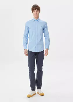 Синяя мужская рубашка slim fit Lacoste