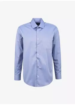 Синяя мужская рубашка Slim Fit с классическим воротником Svari