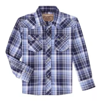 Синяя рубашка с длинными рукавами в стиле ретро для мальчиков Wrangler, синий