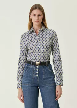 Синяя рубашка с узором Etro