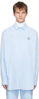 Синяя рубашка с вышивкой Raf Simons