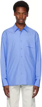 Синяя рубашка с вышивкой Solid Homme