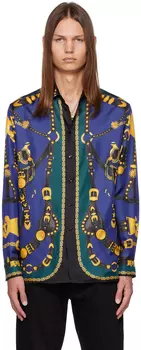 Синяя рубашка седла с Медузой Versace