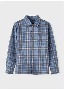 Синяя рубашка в клетку для мальчика NLMROJO LS CHECK SHIRT Lmtd, синий