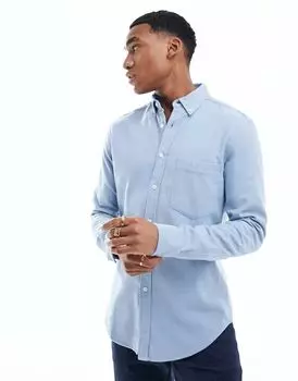 Синяя сатиновая оксфордская рубашка ASOS