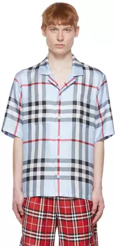 Синяя шелковая рубашка Burberry