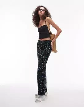Синяя юбка макси с цветочным принтом Topshop Tall