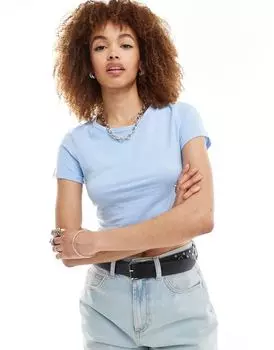 Синяя укороченная детская футболка Monki