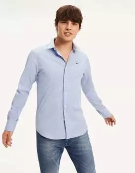 Синяя узкая эластичная рубашка Tommy Jeans
