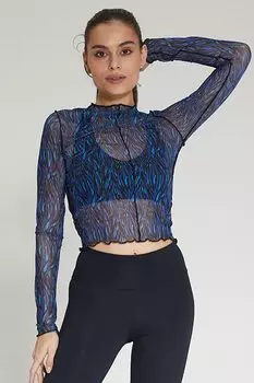 Синяя женская блузка из тюля Chandraswear