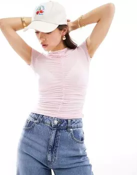 Сиреневая укороченная футболка Cotton On со сборками спереди Cotton:On