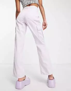 Сиреневые прямые брюки карго Stradivarius STR Petite
