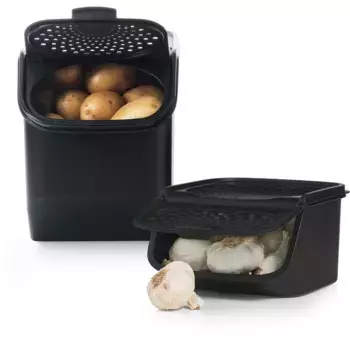 Система хранения TUPPERWARE «Tupperware, PotatoSmart 8,3 л + GarlicSmart 2,3 л», (набор, 2 шт.), идеальное решение для хранения ваших продуктов, черный