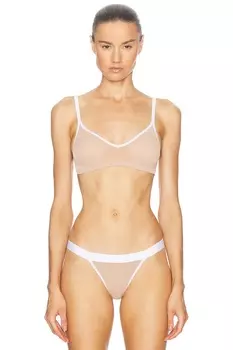 Ситчатый бюстгальтер без косточек Negative Underwear, цвет Buff & White