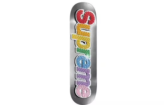 Скейтборд Supreme SS22 с цветным логотипом, серебряный