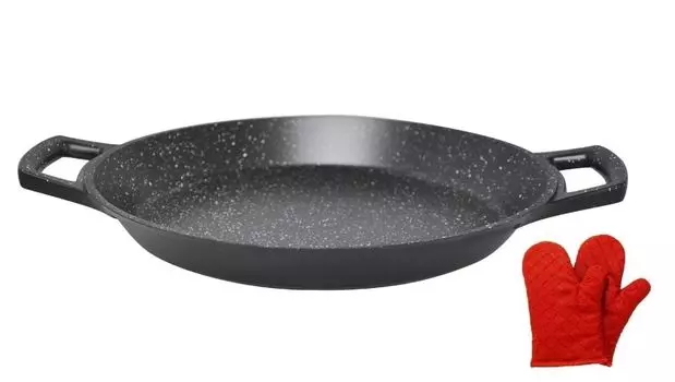 Сковорода для гриля Cheffinger Paella, литая под давлением, 40 см, на 6-8 человек, литой алюминий Scheffinger