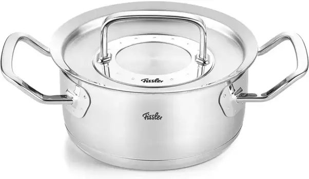 Сковорода Fissler "ORIGINAL-PROFI COLLECTION Сковорода", нержавеющая сталь 18/10, (2 шт.), с широким разливным бортиком, ручками из холодного металла. Сделано в Германии 2,6 л + 20 см, цвет silberfarben
