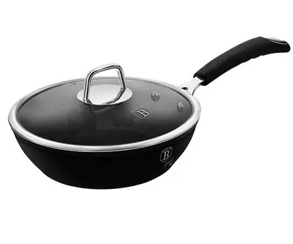 Сковорода глубокая с крышкой BERLINGERHAUS 24 см Black Professional Line BH-6119, черный