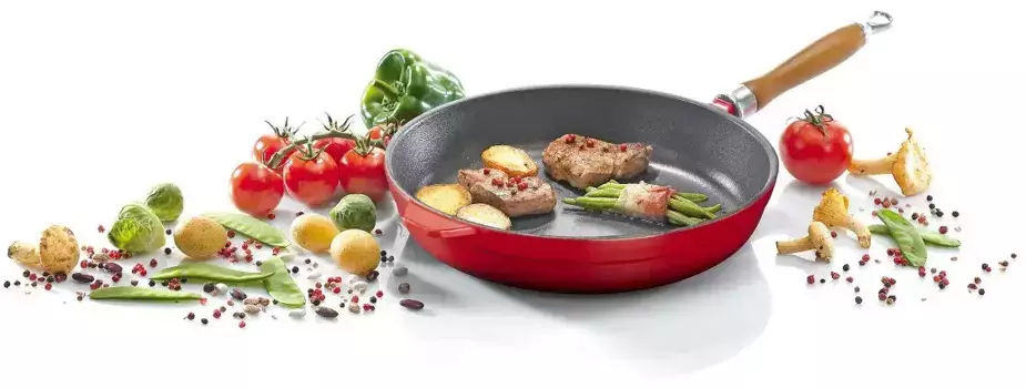 Сковорода Крюгер "Вулкан", чугун, (1 шт.), индукция Krger 28 см, красный