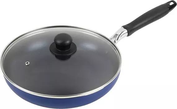 Сковорода Pearl Metal HB-6012 со стеклянной крышкой, 10,2 дюйма (26 см), покрытие Blue Diamond, совместимость с индукционной индукцией, разумный выбор, Bule
