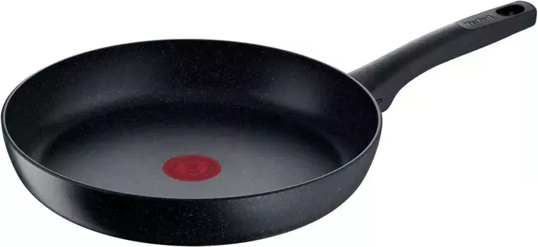 Сковорода Tefal "G28102 Black Stone 20 см", алюминий, антипригарное покрытие Mineralia+, термосигнал, подходит для индукционной плиты 20 см + высота 7,7 см, черный