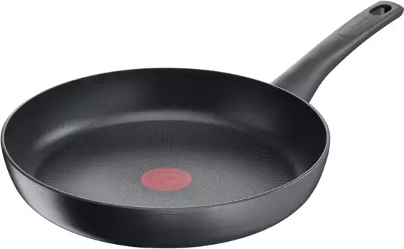 Сковорода Tefal "Ultimate On", алюминий, (1 шт.), титановое антипригарное покрытие, термосигнал, все виды индукционных плит 28 см + высота 5 см, черный