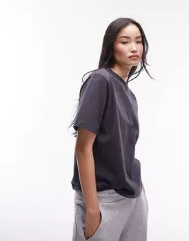 Сланцевая базовая футболка Topshop с короткими рукавами премиум-класса
