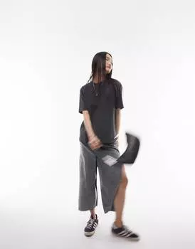 Сланцевая базовая футболка Topshop с короткими рукавами премиум-класса