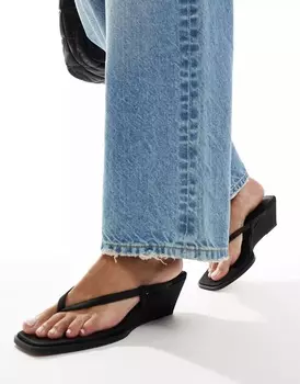 Сланцы Asos Design Tulum Toe Thong Wedge, черный