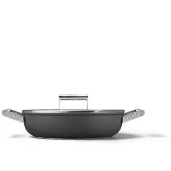 Smeg CKFD2811BLM Сковорода Deeppan с крышкой, 28 см, алюминий, черный