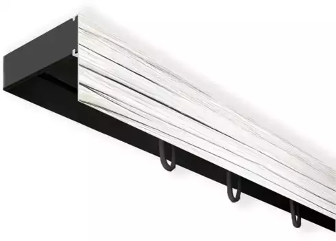 SN DECO GROUP Карниз для штор "Карниз SH с крышкой", 1 направляющая, фиксированный размер 150 см, черный/пепельный