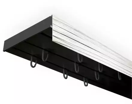 SN DECO GROUP Карниз для штор "Карниз SH (1) с панелью 5 см", 3 направляющие, фиксированный размер 450 см, черный/пепельный
