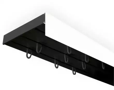 SN DECO GROUP Карниз для штор "Карниз SH (1) с панелью 5 см", 3 направляющие, фиксированный размер 200 см, черно-белый