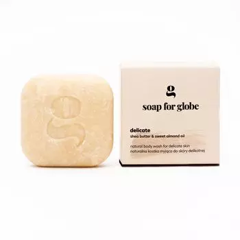 Soap for Globe Delicate мыло для умывания со сливочным маслом ши и регенерирующим маслом сладкого миндаля для нежной кожи, 100 г