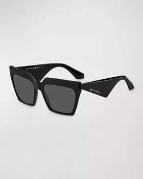 Солнцезащитные очки-бабочки из ацетата с логотипом Etro, цвет Black Ir